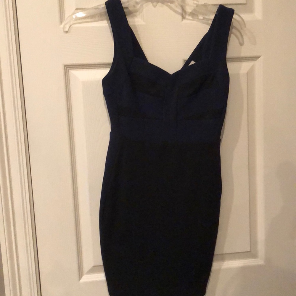 Black and navy bodycon dress